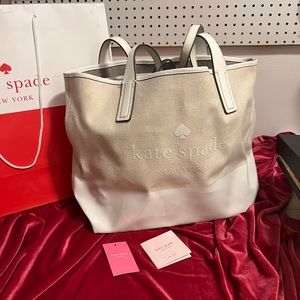 Kate Spade cream linen tote
